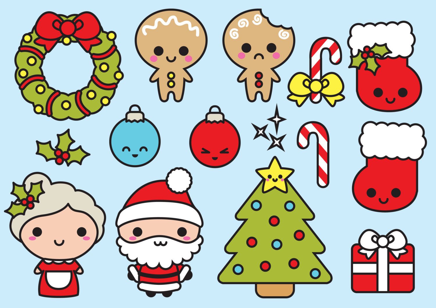 Icone natalizie kawaii, Babbo Natale, 1500x1060 720p, PC