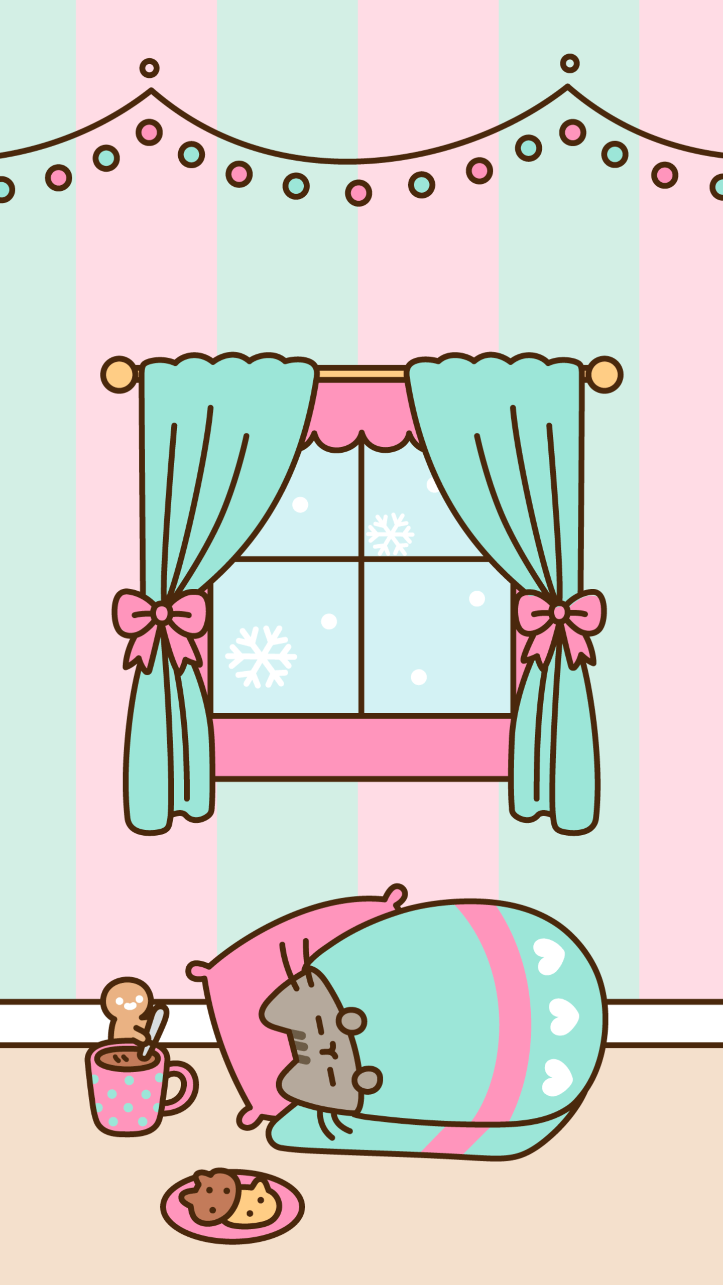 Pusheen gatto Natale kawaii, 1440x2560 Full HD Verticale, Samsung Galaxy