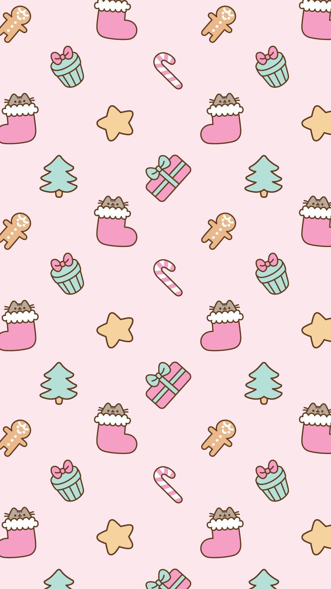 pattern natalizio kawaii pastello, 1080x1920 Full HD Verticale, Smartphone
