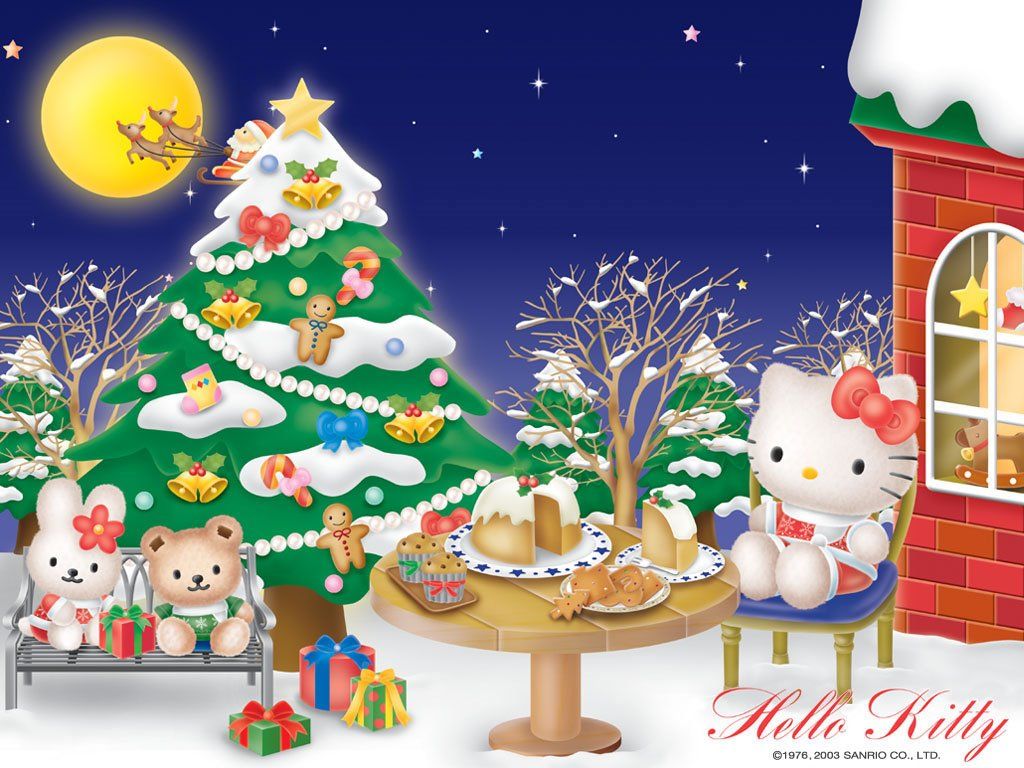 Hello Kitty albero di Natale, Sanrio, 1024x768 HD, Desktop