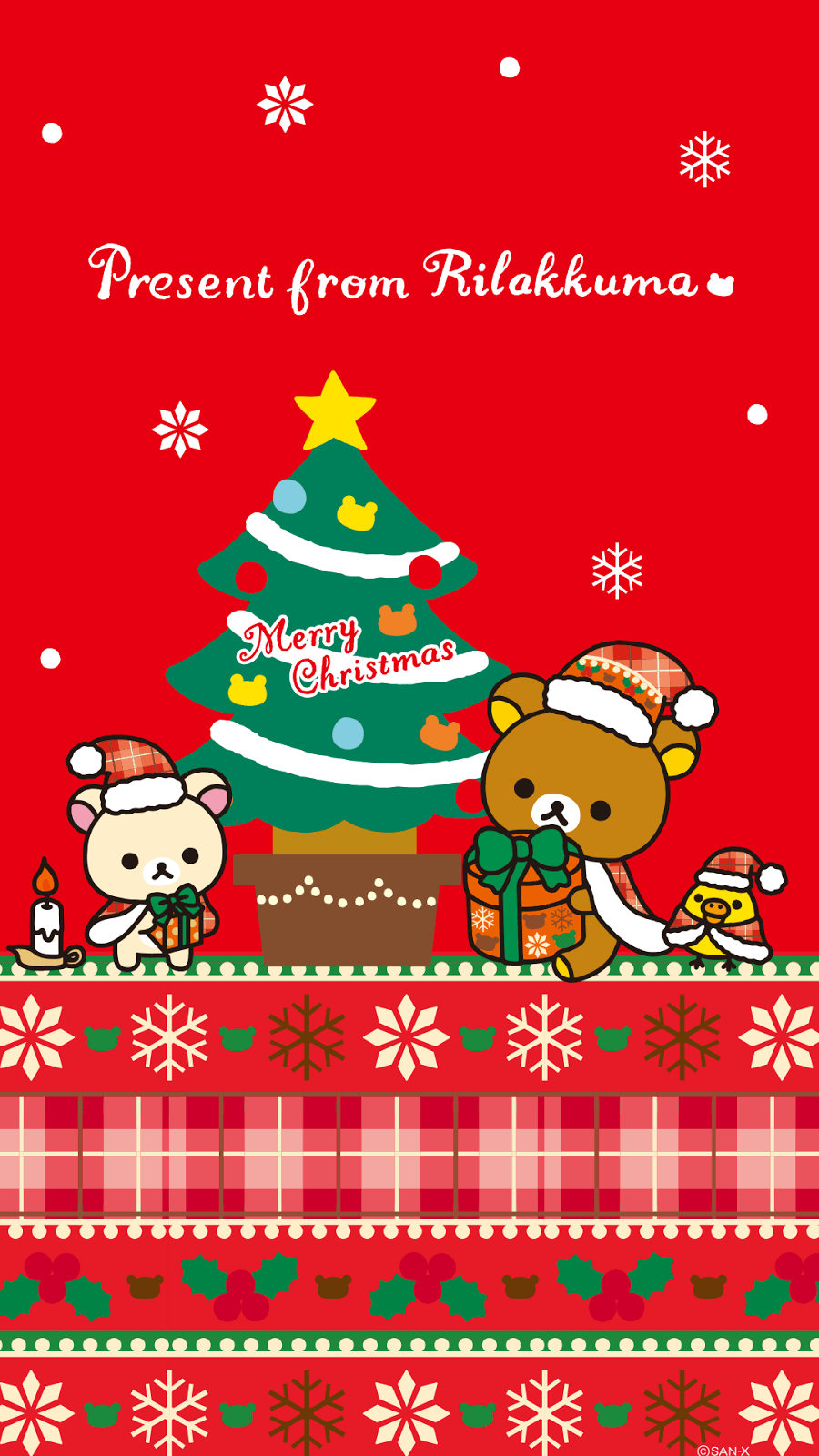 Rilakkuma Natale kawaii rosso, San-X, 900x1600 Full HD Verticale, Smartphone