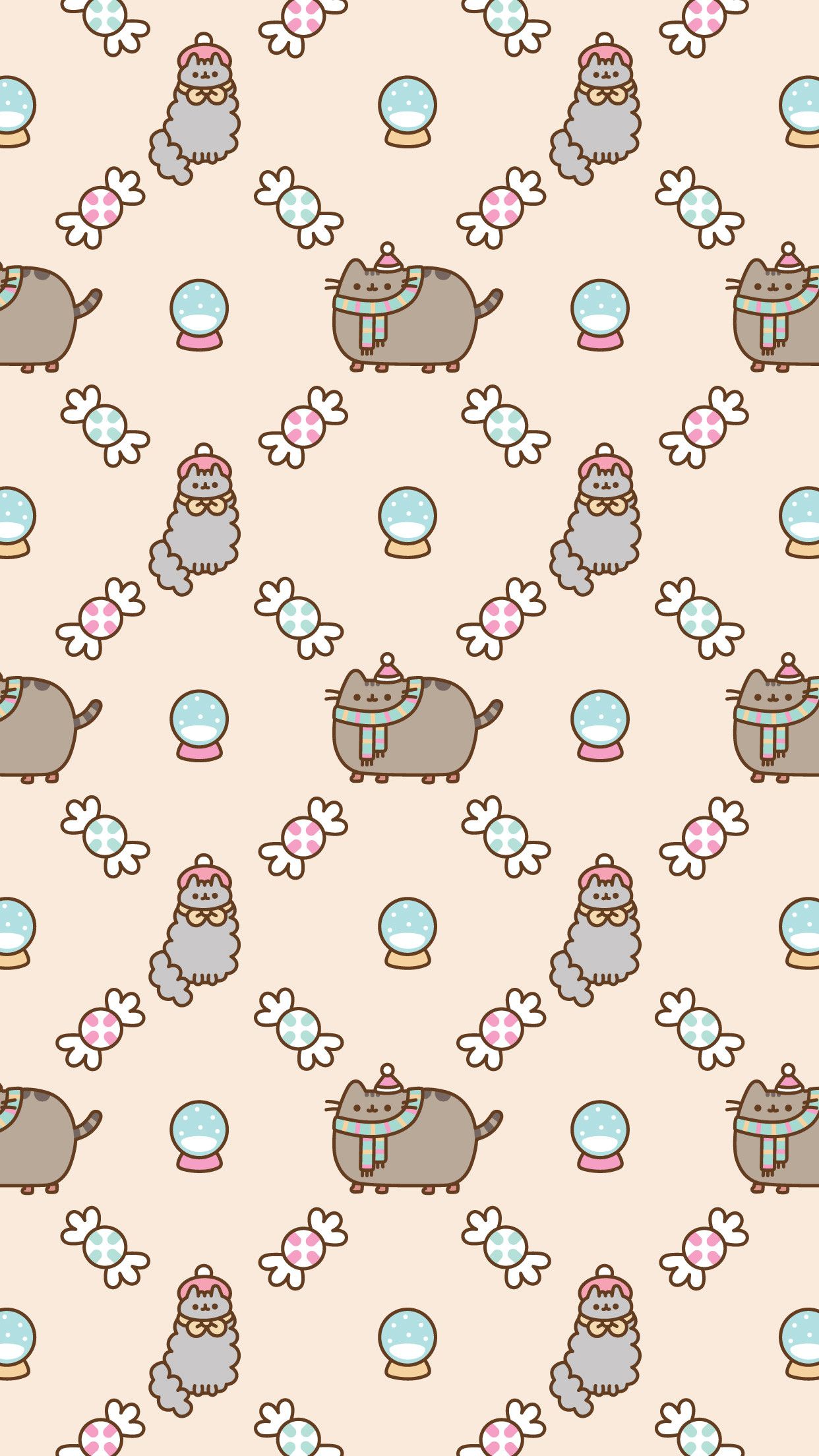 Pusheen gatto natalizio kawaii, 1242x2208 Verticale, Telefono