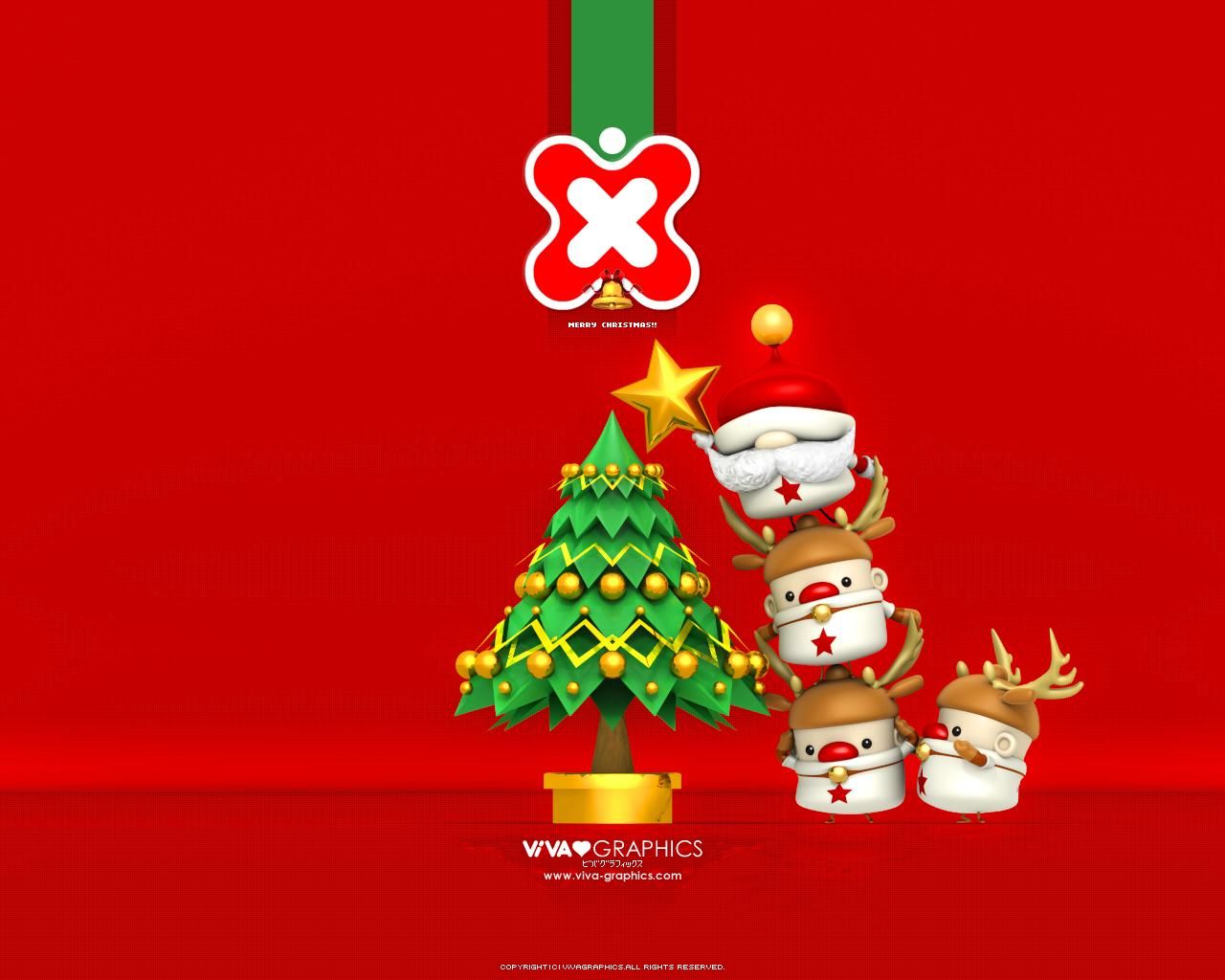Albero di Natale e renne kawaii, 1280x1024 720p, Laptop
