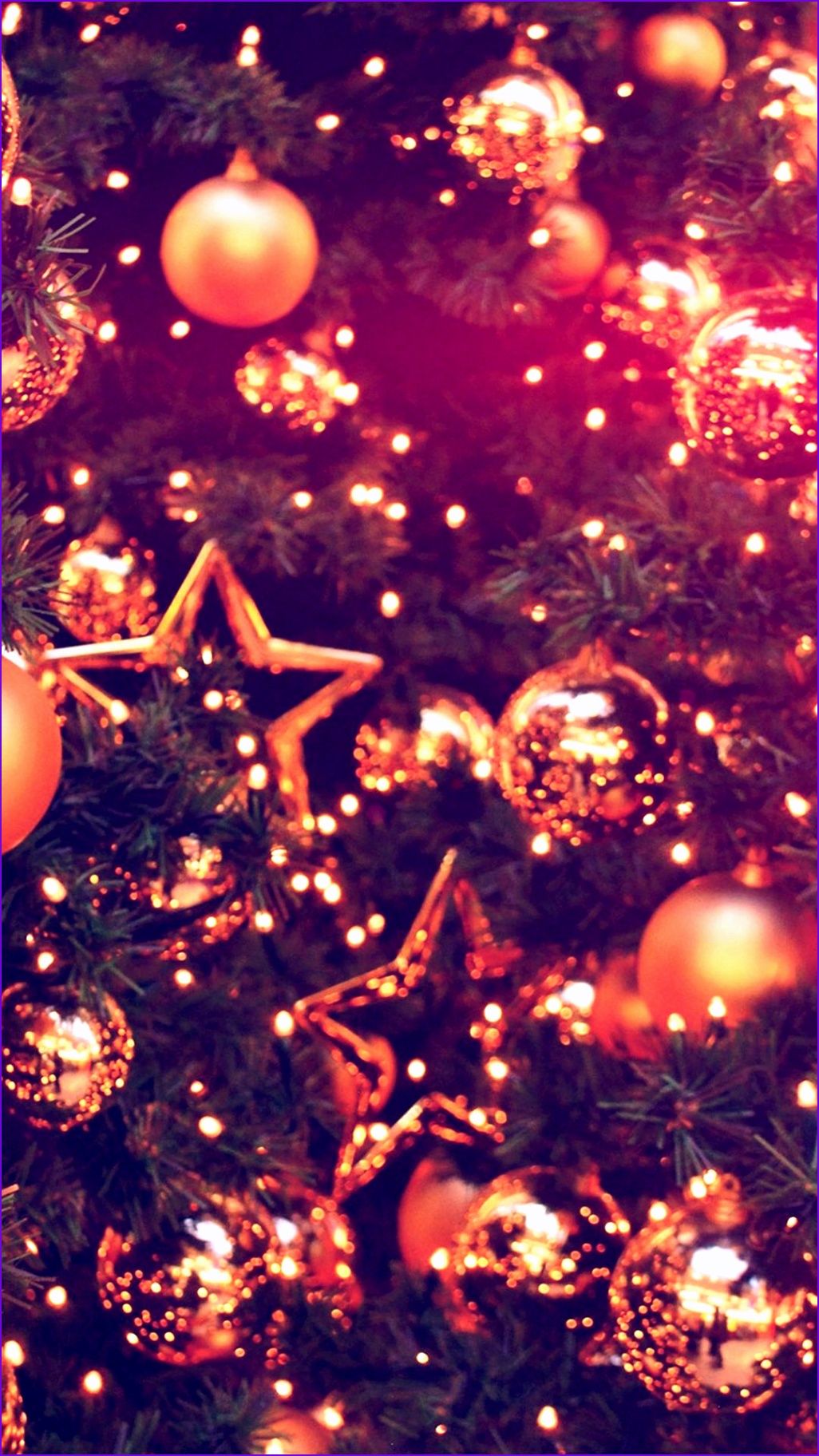 Albero di Natale palline dorate, 1026x1824 Full HD Verticale, Smartphone