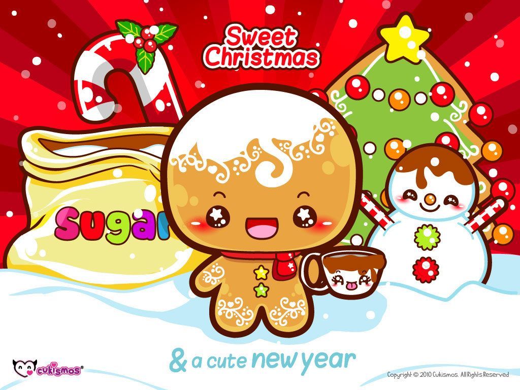 Omino pan di zenzero kawaii Natale, 1024x768 HD, PC