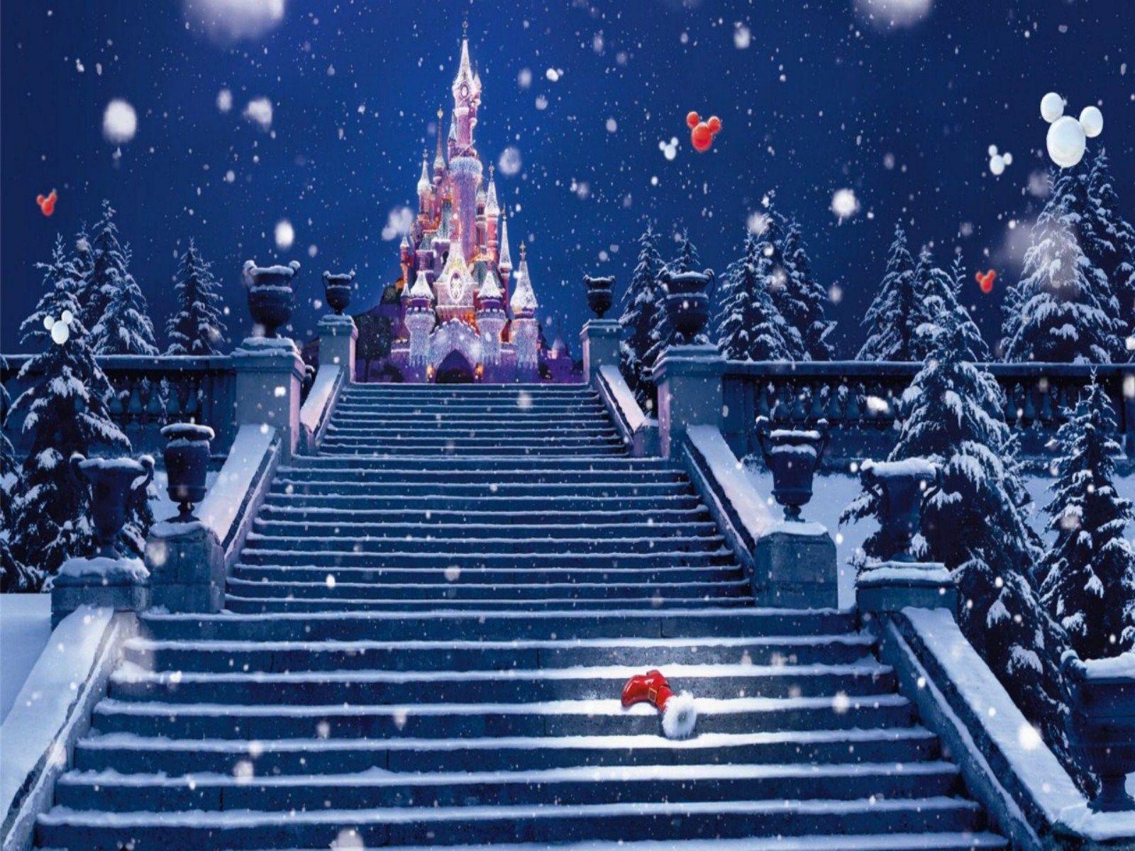 Castello Disney natalizio innevato, classici d'animazione, 1600x1200 900p, PC