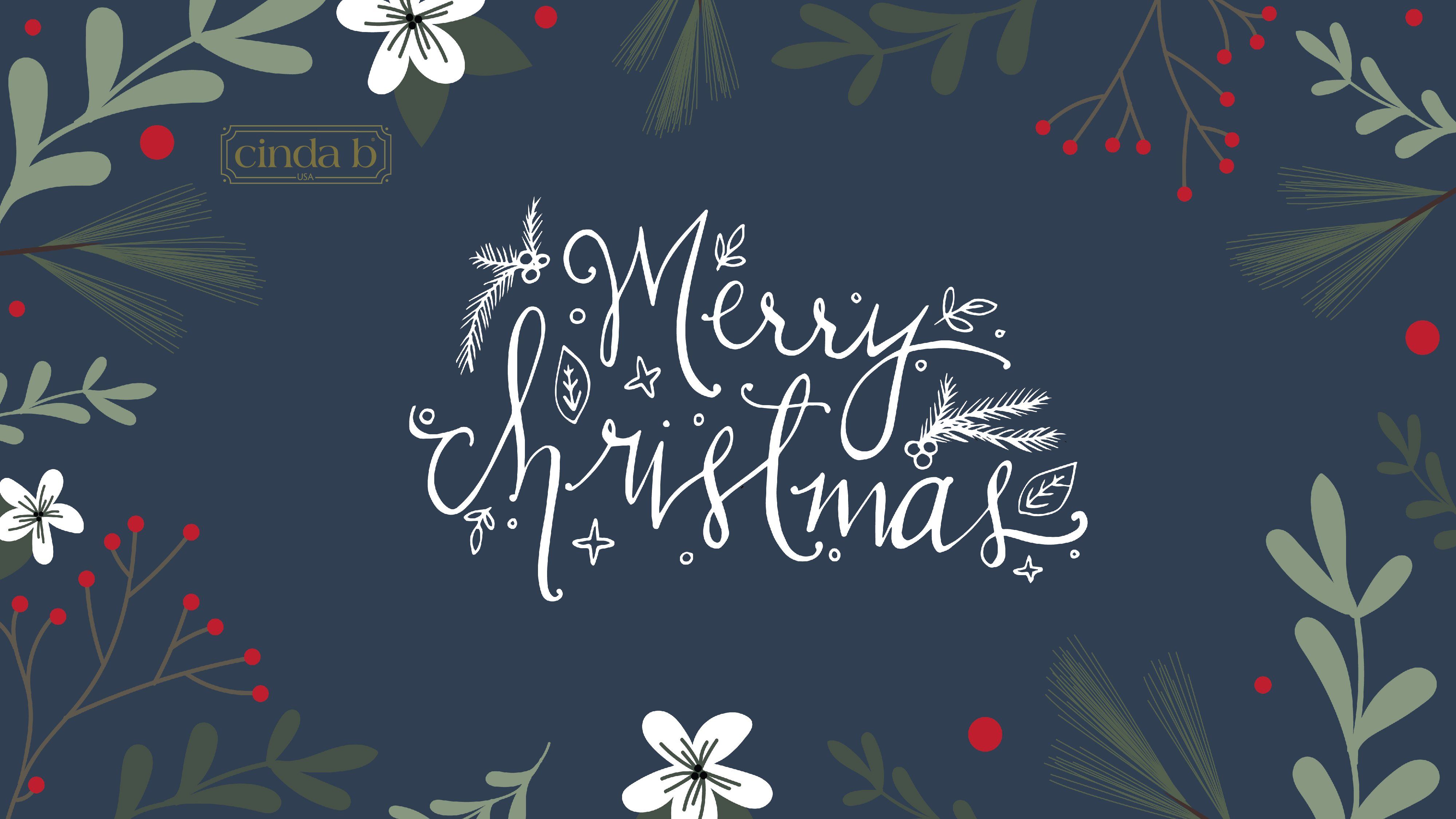 Merry Christmas testo floreale blu, 4000x2250 Ultra HD, PC