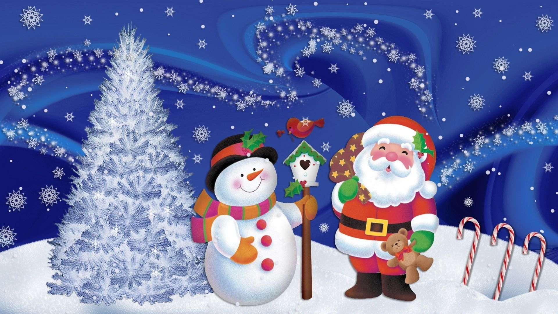 Babbo Natale e pupazzo di neve, 1920x1080 Full HD, PC
