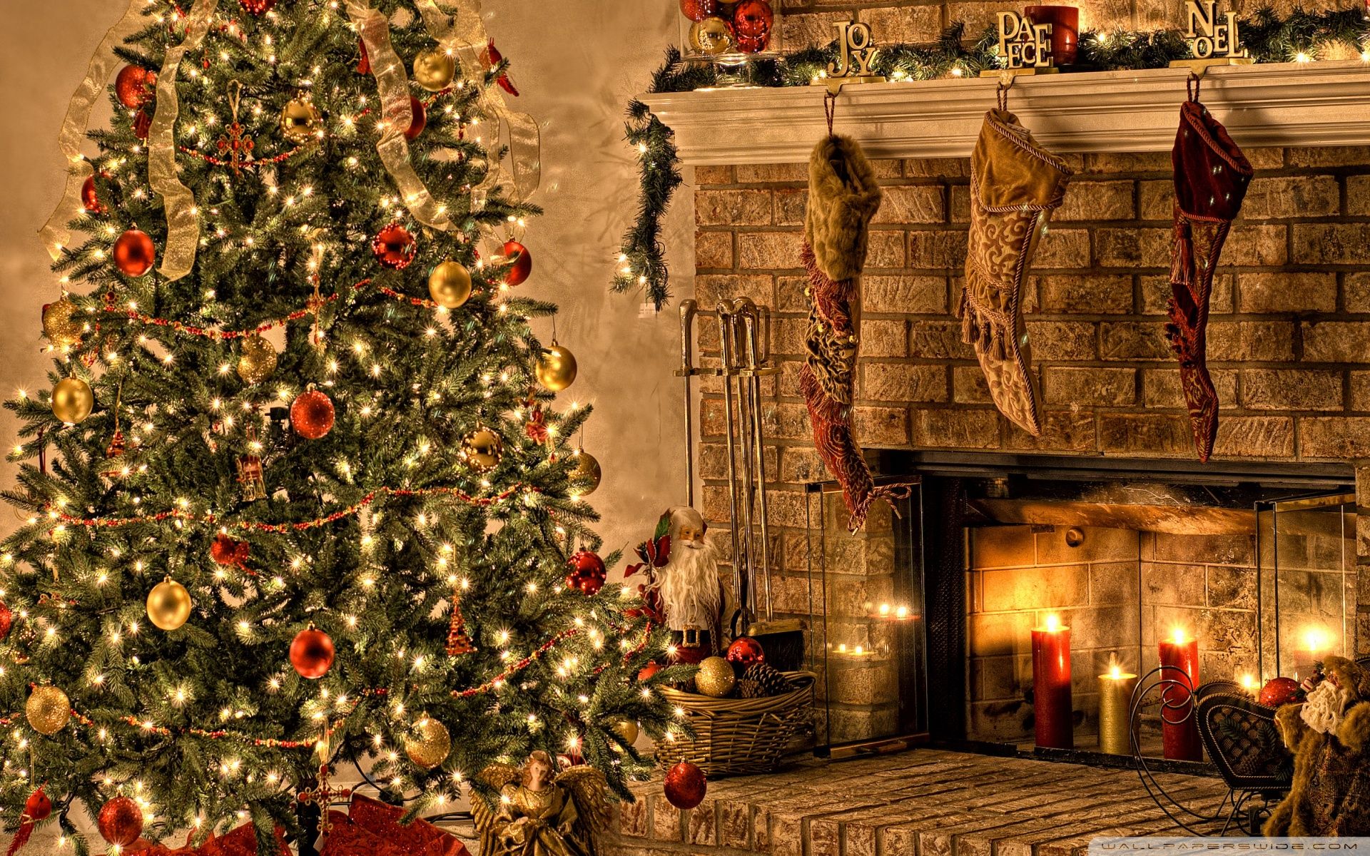 Albero di Natale e camino, 1920x1200 Full HD+ WUXGA, Desktop