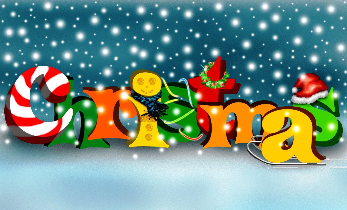 Scritta colorata Christmas decorata, 1440x873 HD, Desktop