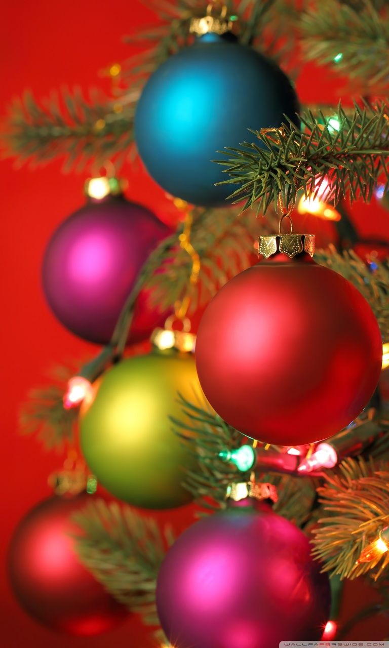 Palline colorate albero Natale, 768x1280 Verticale, Mobile