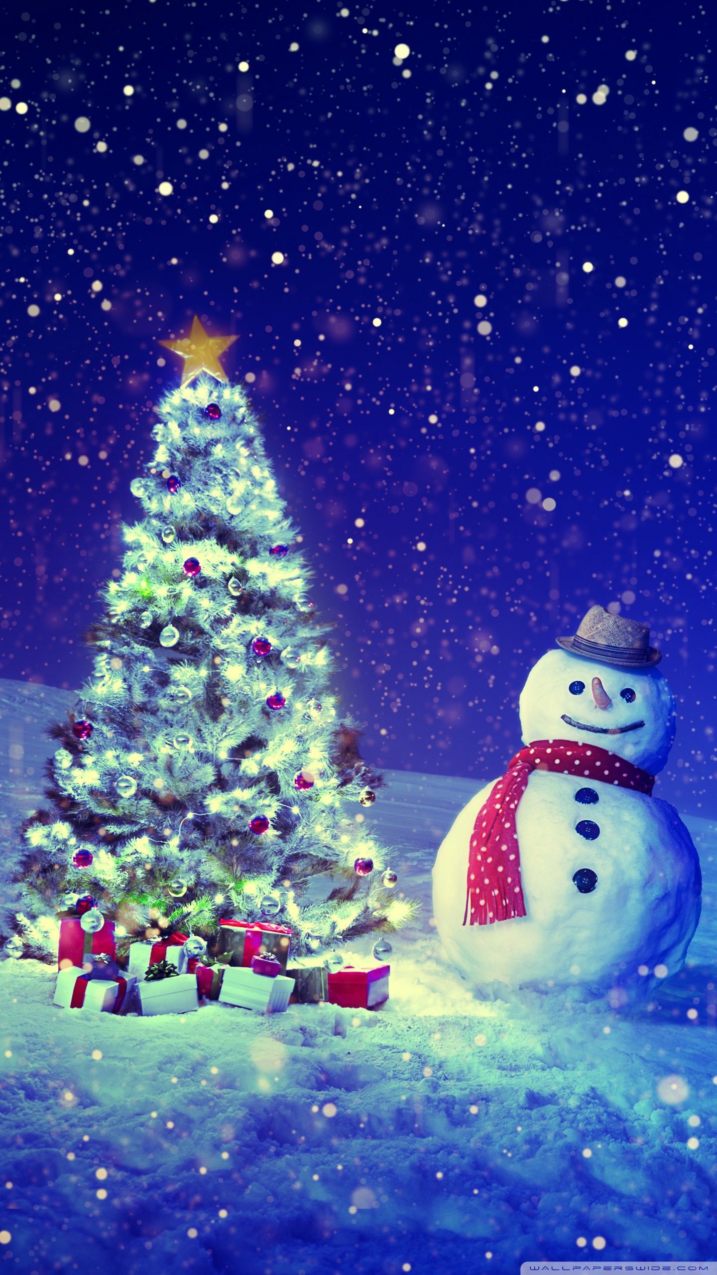 Albero di Natale e pupazzo di neve, 1440x2560 Verticale, Mobile