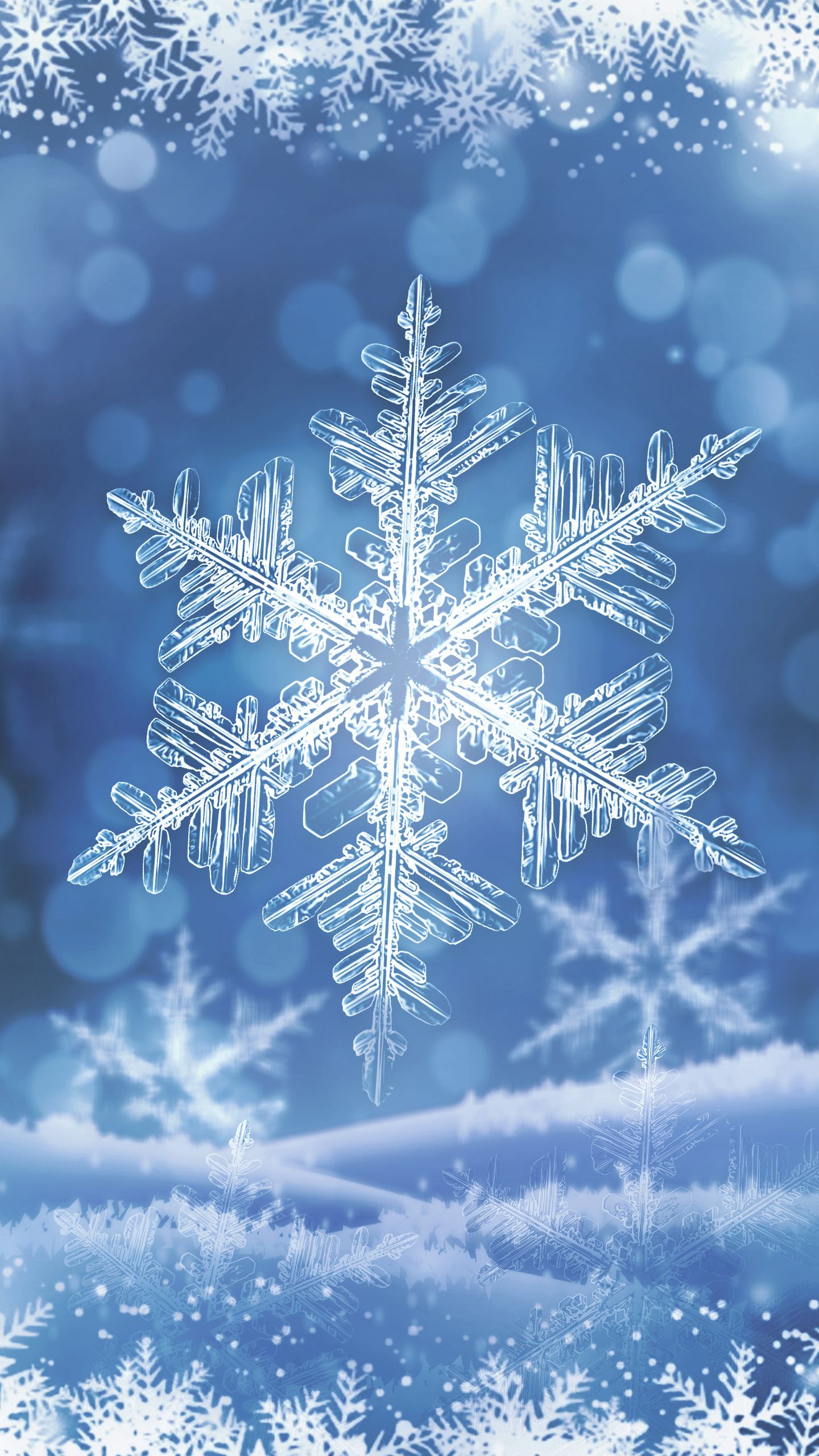 Fiocco di neve blu natalizio, 1440x2560 Full HD Verticale, iPhone