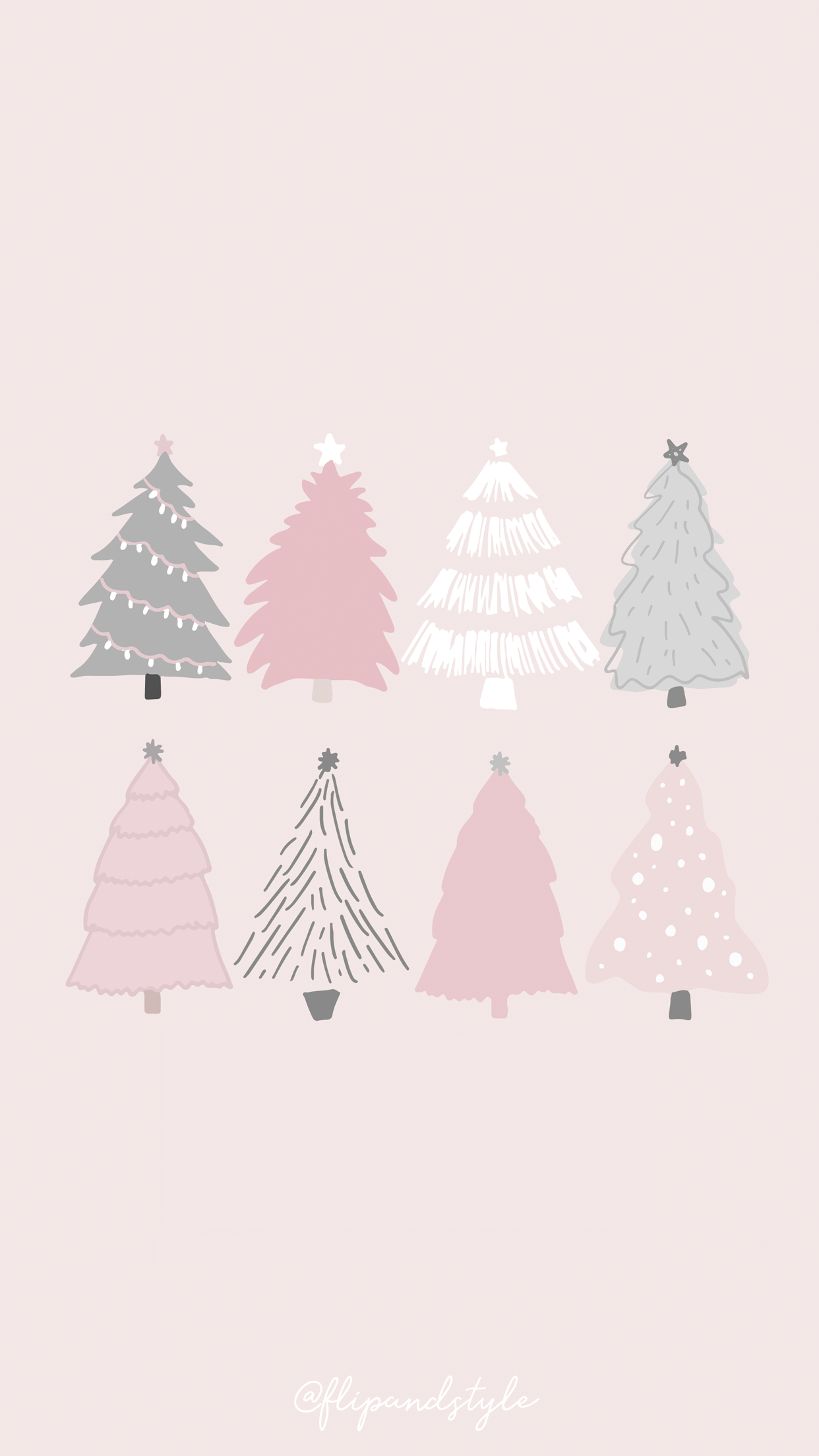 Alberi di Natale rosa pastello, sfondo 1242x2208 Verticale, Telefono