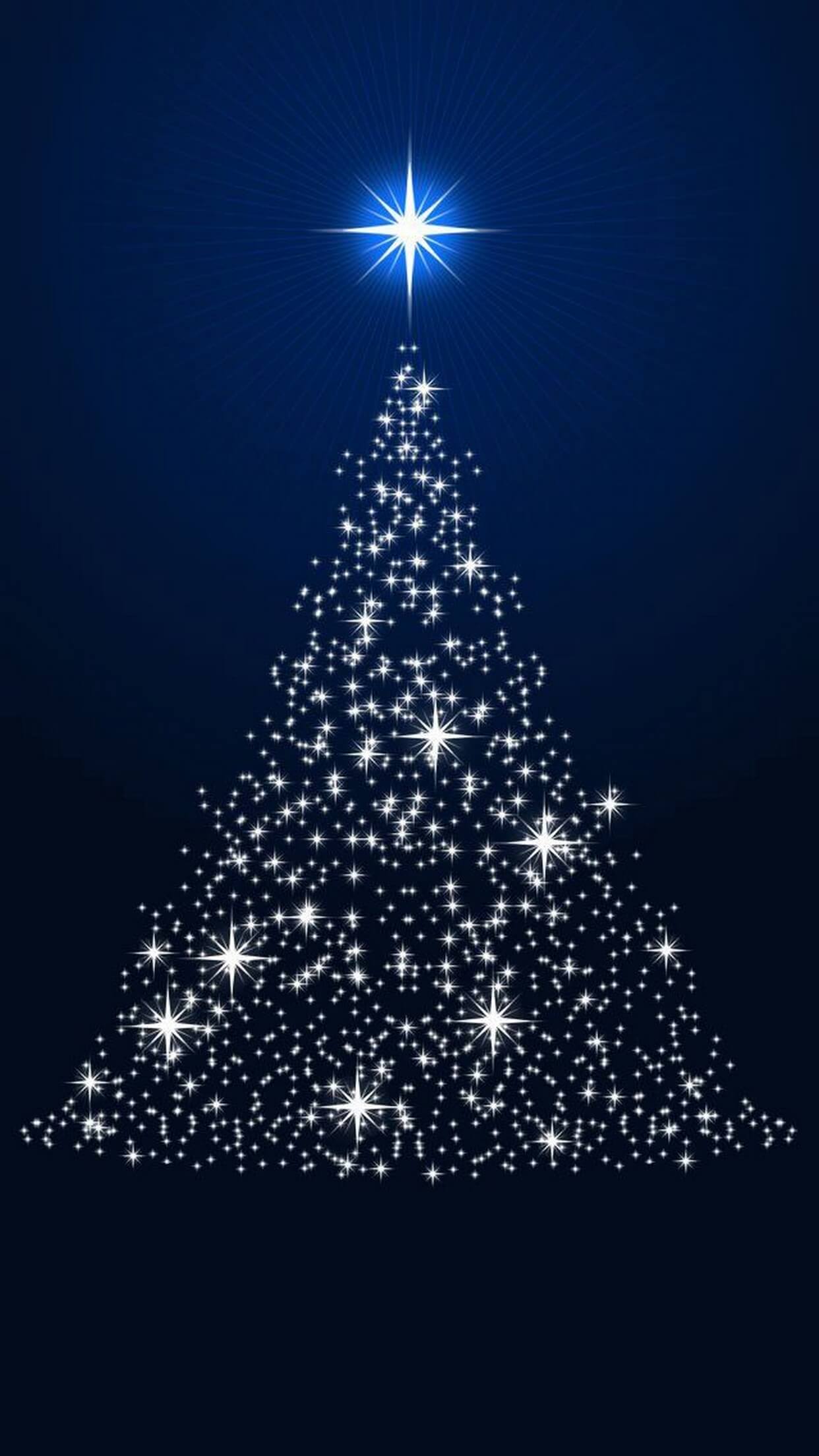 Albero di Natale luminoso blu, sfondo 1242x2208 Verticale, Mobile