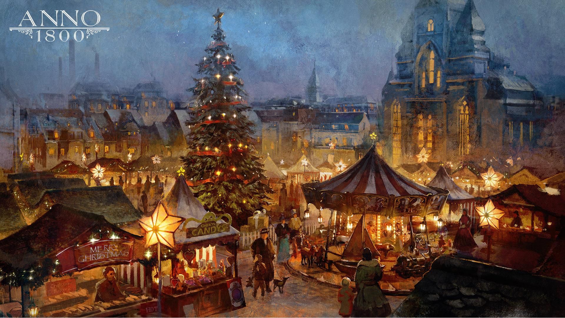 Mercatino di Natale città storica, sfondi 1920x1080 1080p, PC