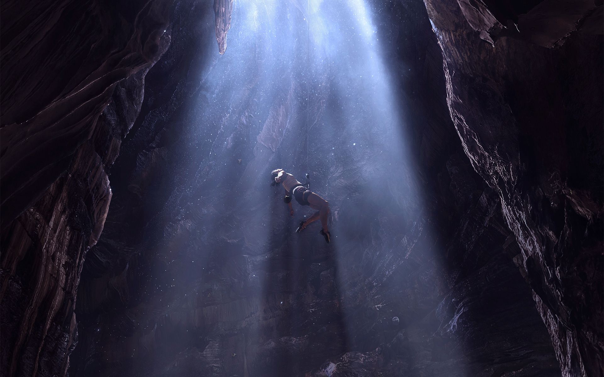 Speleologo in grotta con luce, 1920x1200 WUXGA, iMac