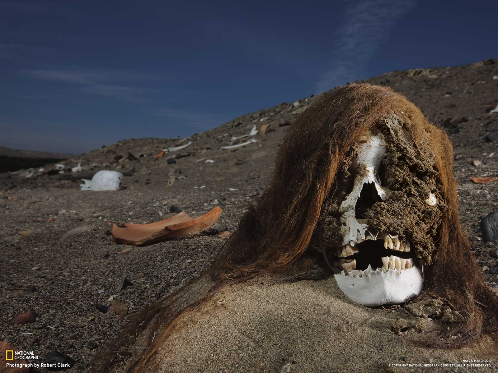 Cranio mummificato con capelli, deserto, 1600x1200 HD, ROG Asus Laptop