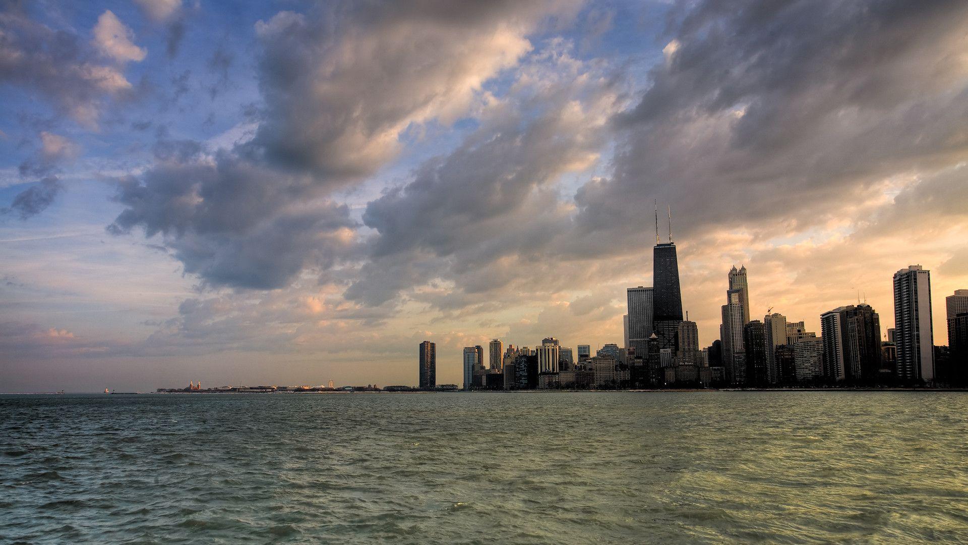Skyline di Chicago al tramonto, 1920x1080 Full HD, Laptop