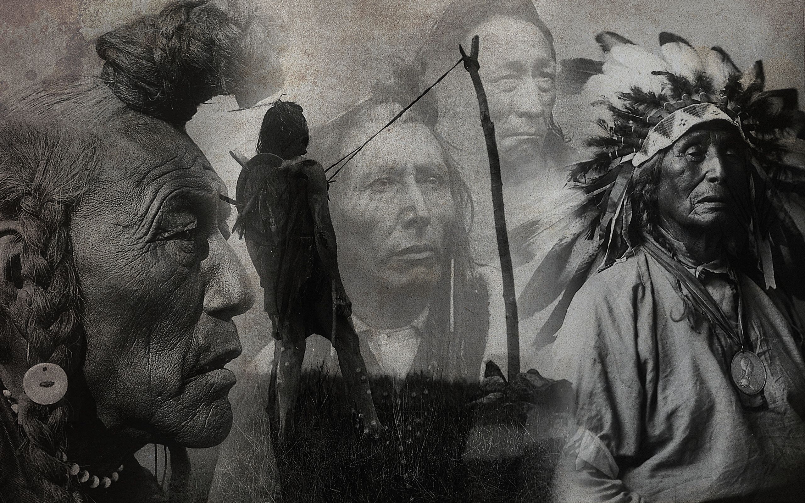 Nativi americani collage bianco e nero, 2560x1600 2K, PC