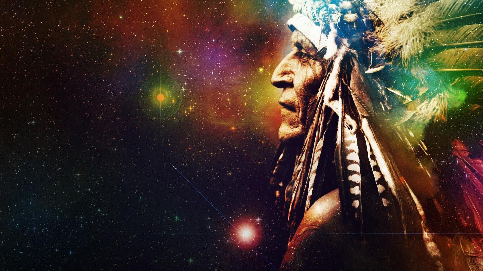 Capo nativo americano con nebulosa, 1920x1080 1080p, Laptop