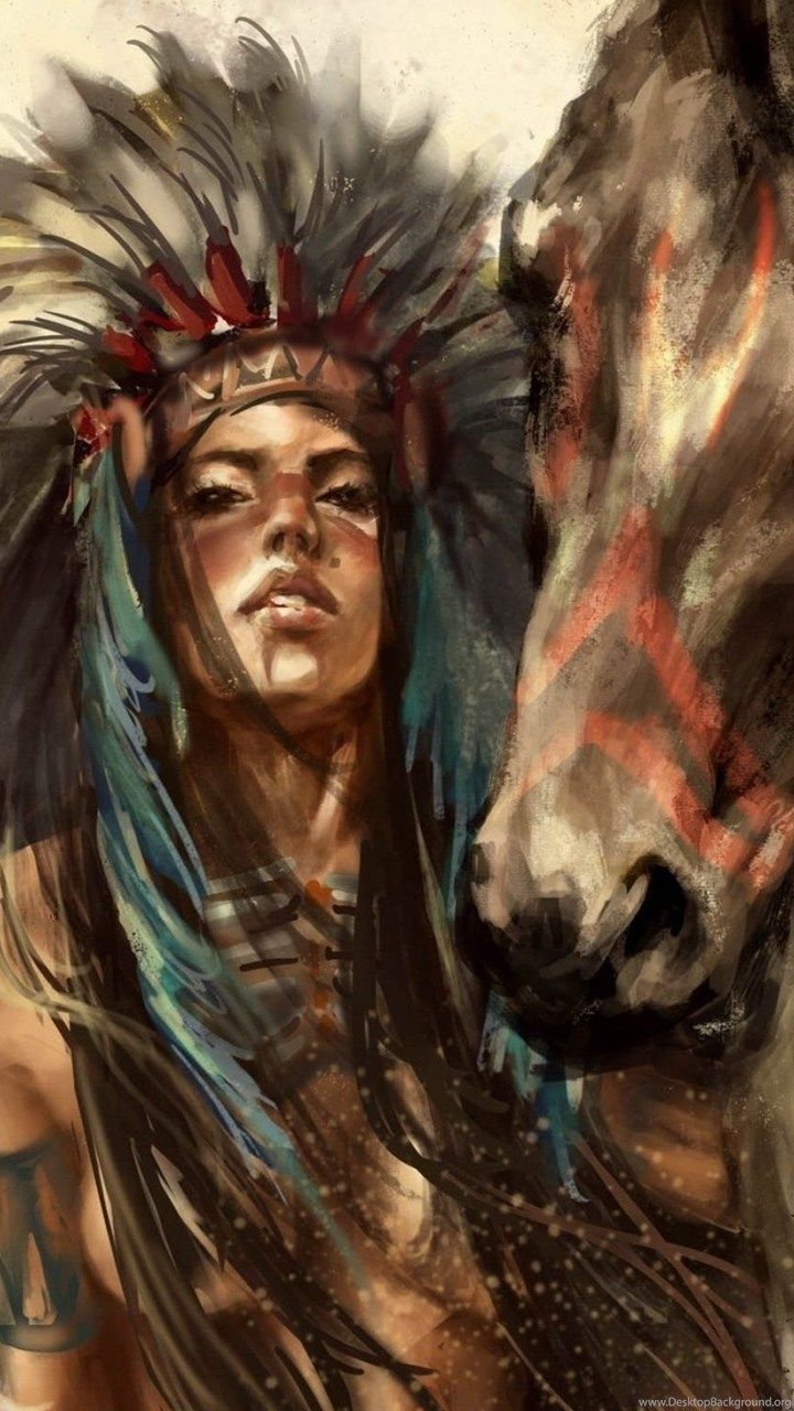 Nativo americano con cavallo dipinto, 720x1280 Verticale, Telefono