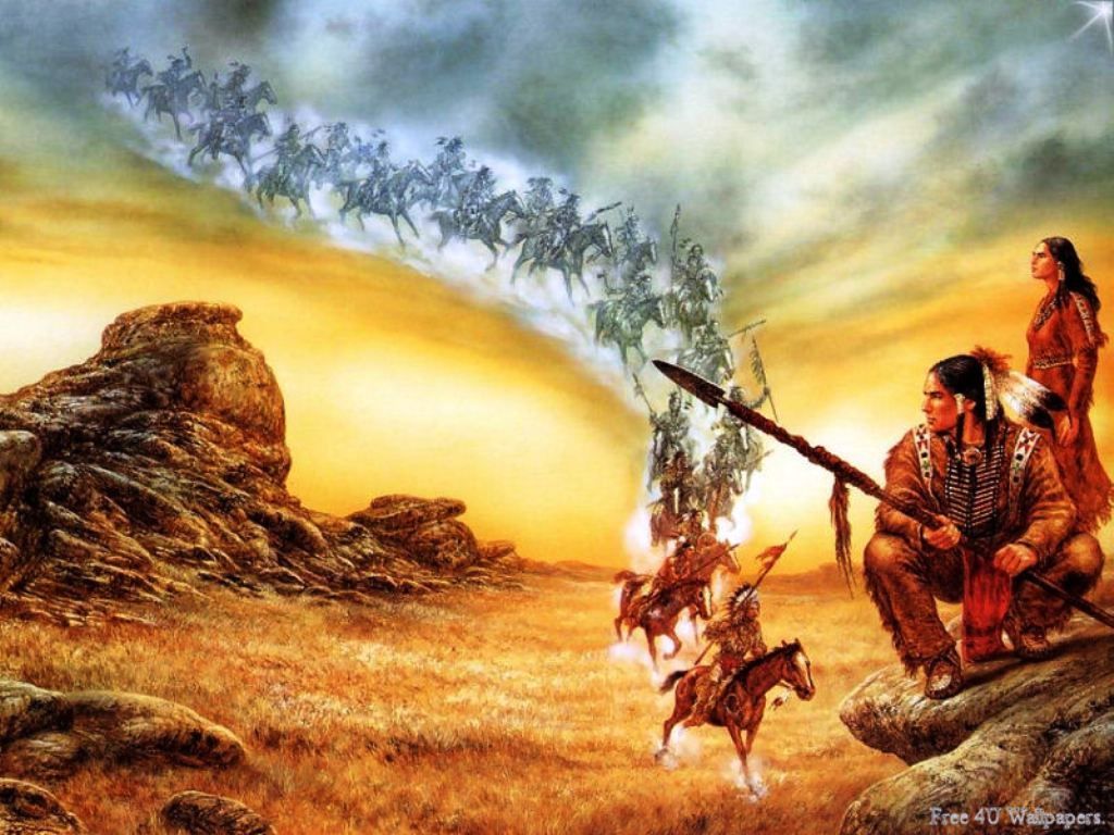 Guerrieri nativi americani a cavallo, 1024x768 HD, Desktop