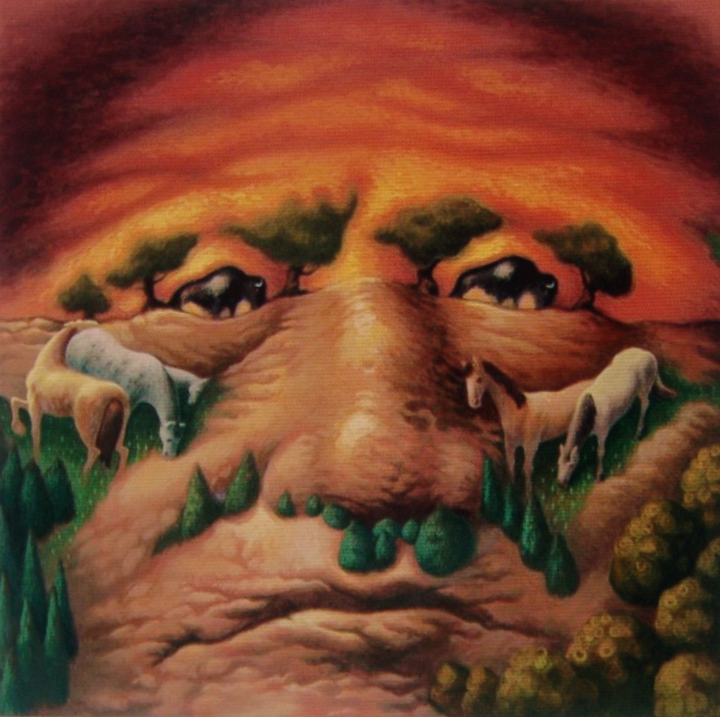 Volto surreale paesaggio con pecore, 1466x1460 HD, Desktop