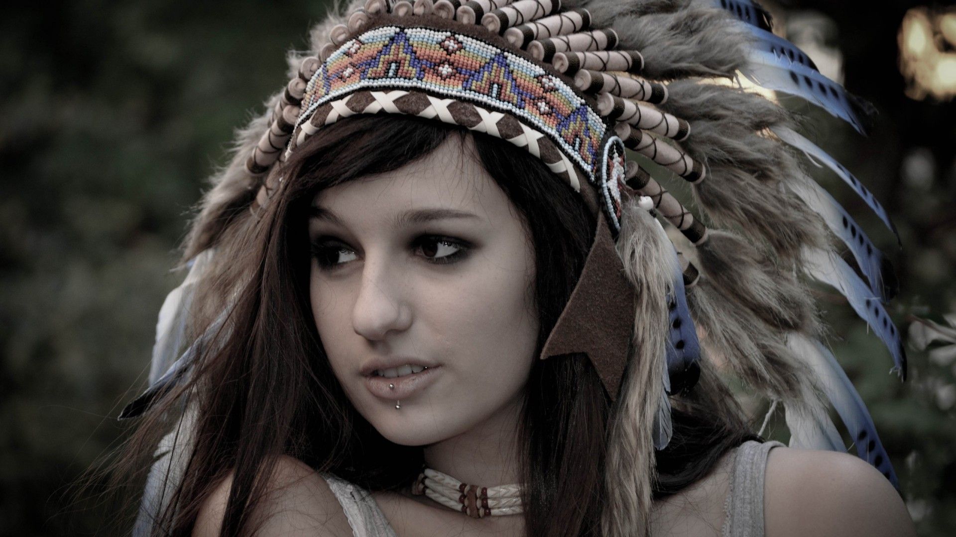 Ragazza con copricapo nativo americano, 1920x1080 Full HD 1080p, PC