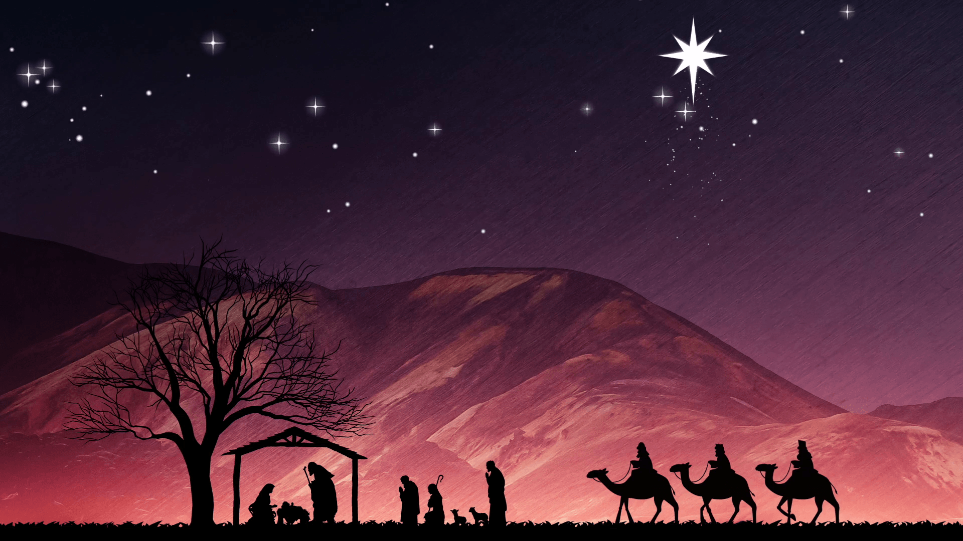 Natività silhouette notte stellata, 1920x1080 Full HD 1080p, PC Desktop