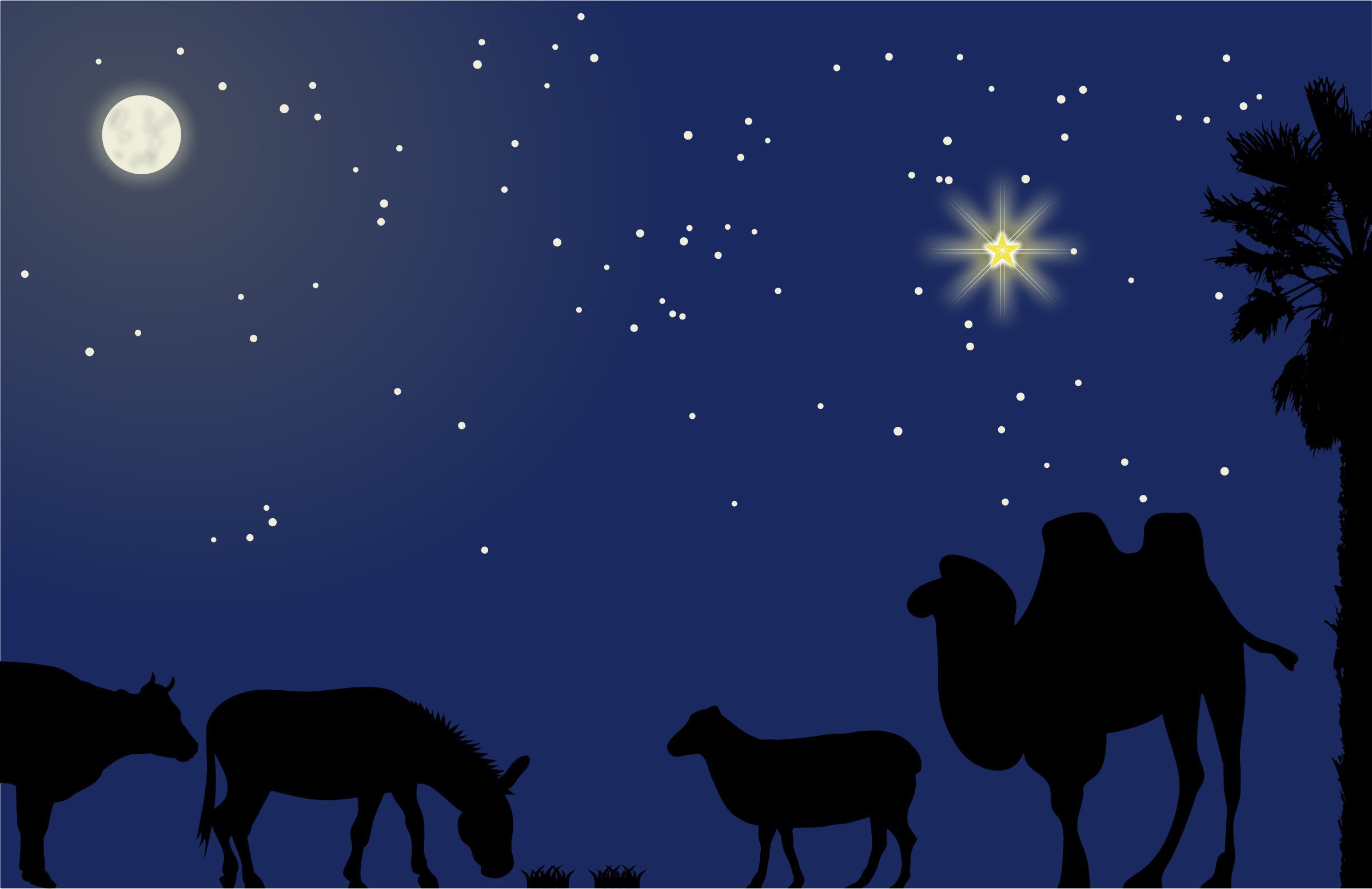 Natività notte silhouette animali, 2400x1556 Hi-Res, Laptop