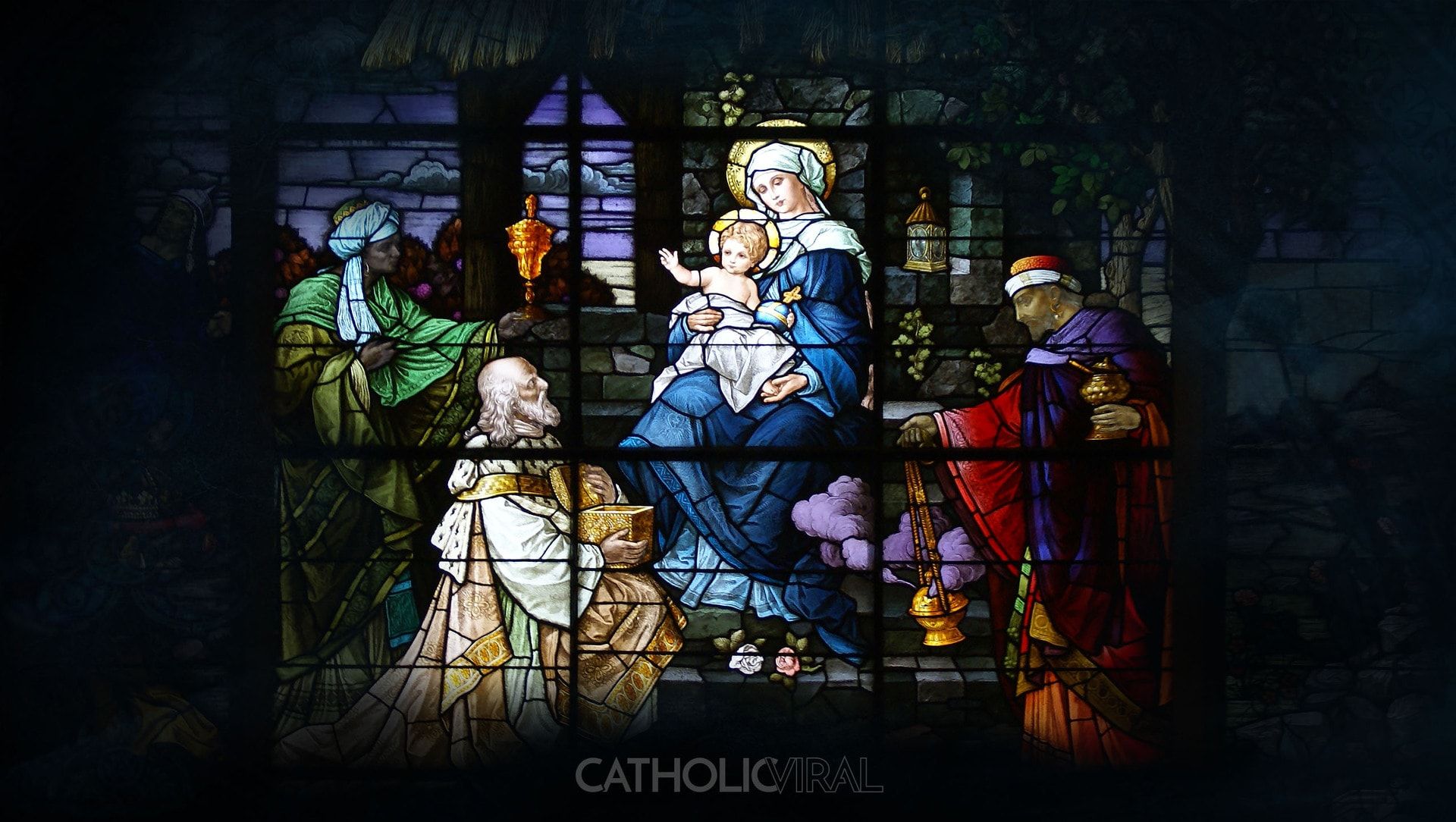 Vetrata Natività Sacra Famiglia, 1920x1084 Full HD, Desktop