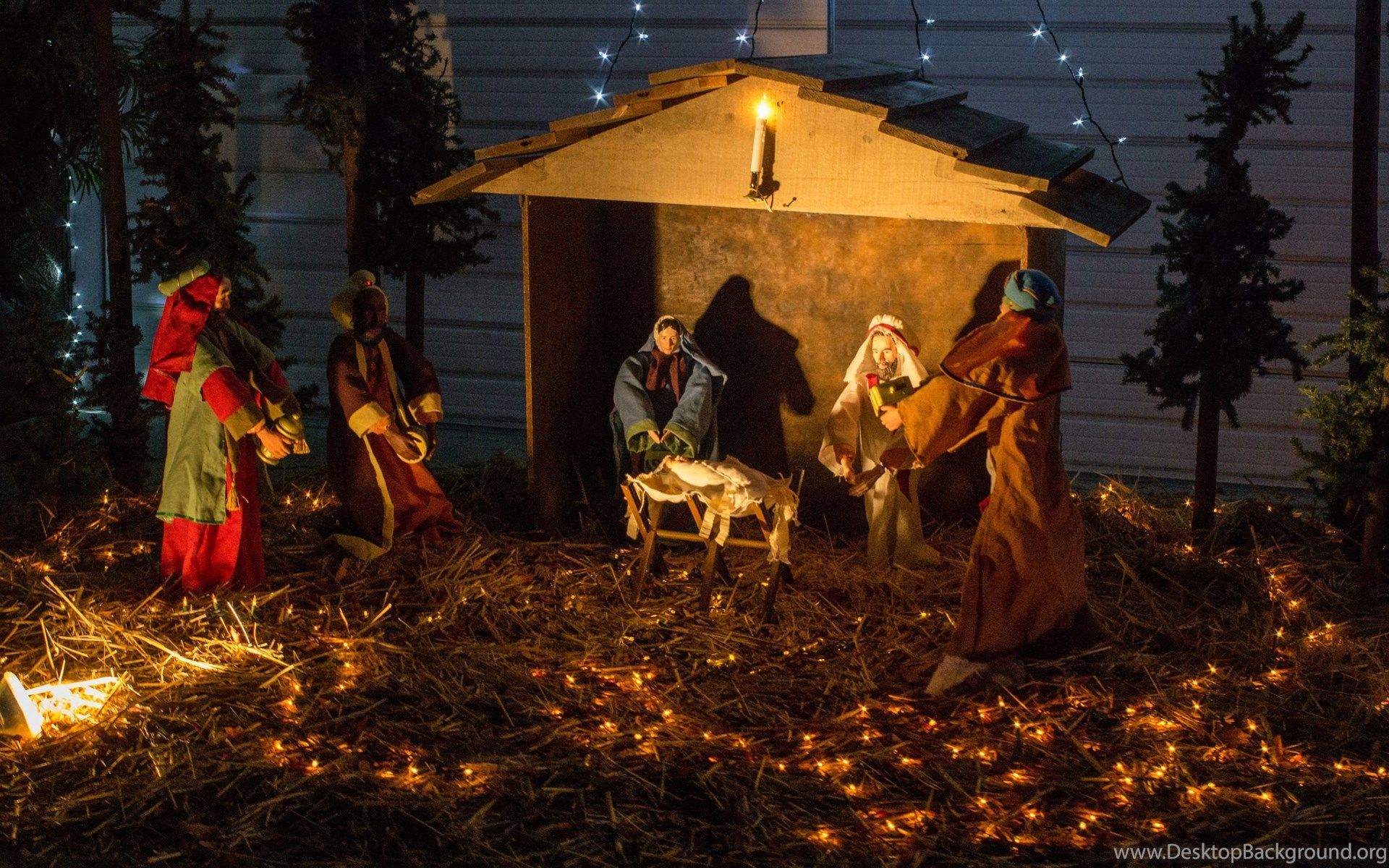 Presepe natalizio con luci notturne, 1920x1200 Full HD+ WUXGA, PC Desktop