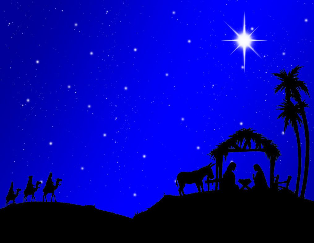 Silhouette Natività stella cometa blu, 1015x787 HD, Desktop