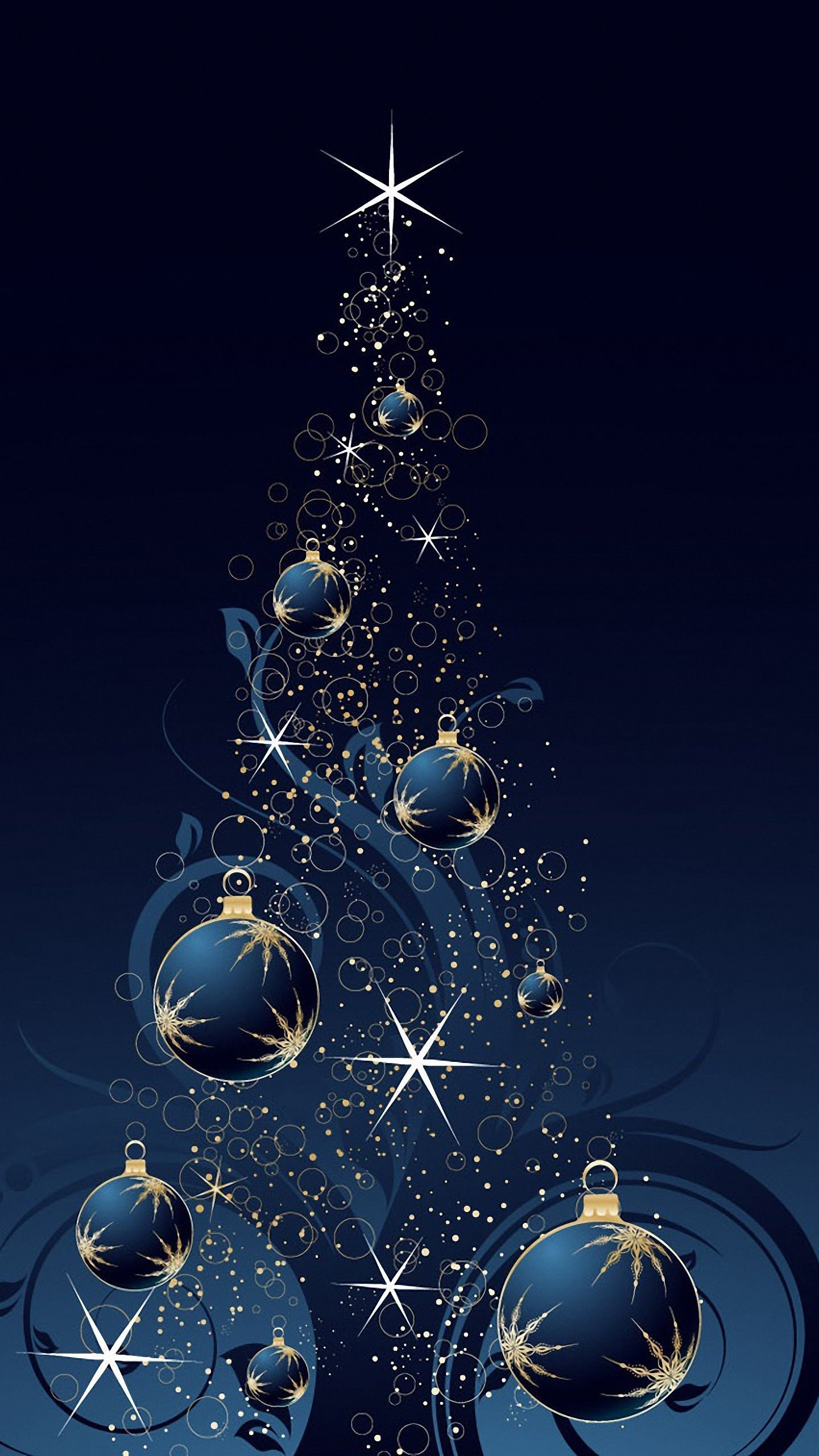 Albero di Natale blu scintillante, 1440x2560 Verticale, Mobile