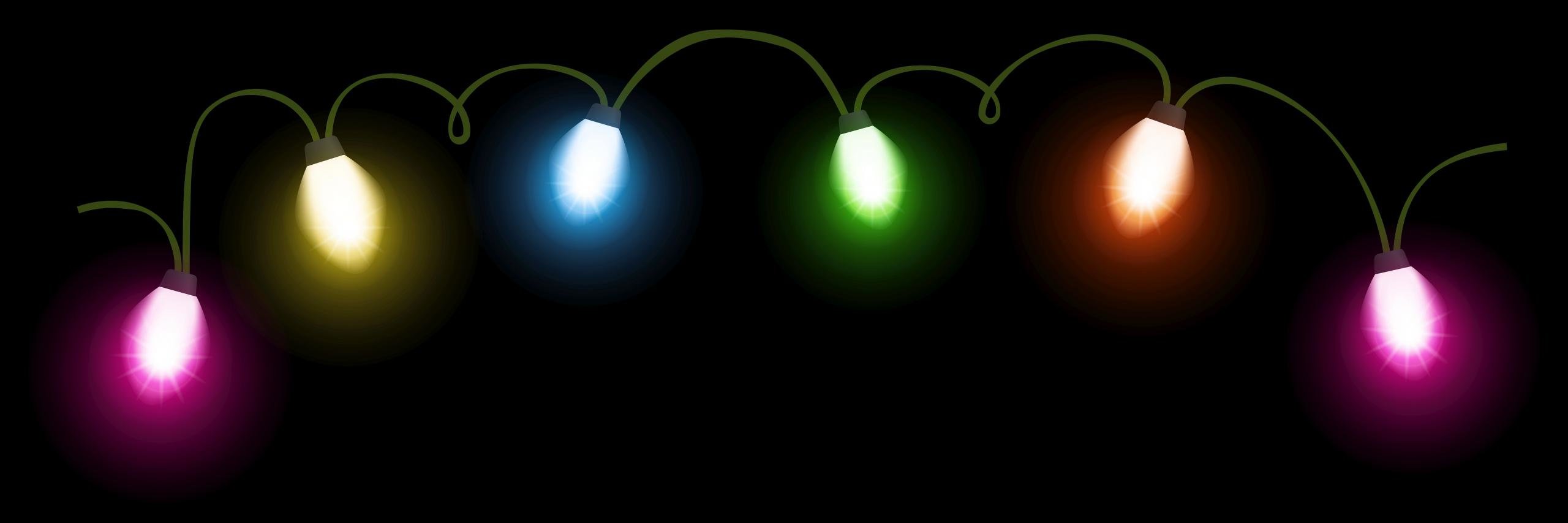 Luci natalizie colorate su nero, 2560x854 21:9, Ultrawide
