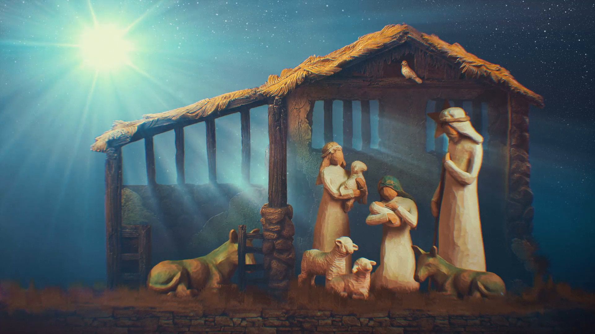Natività con capanna e animali, 1920x1080 1080p, Desktop