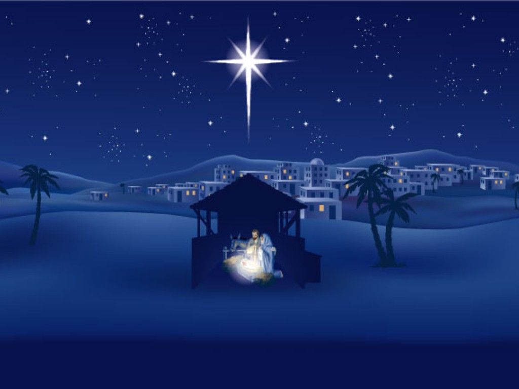 Natività con stella cometa notturna, 1024x768 HD, PC Desktop