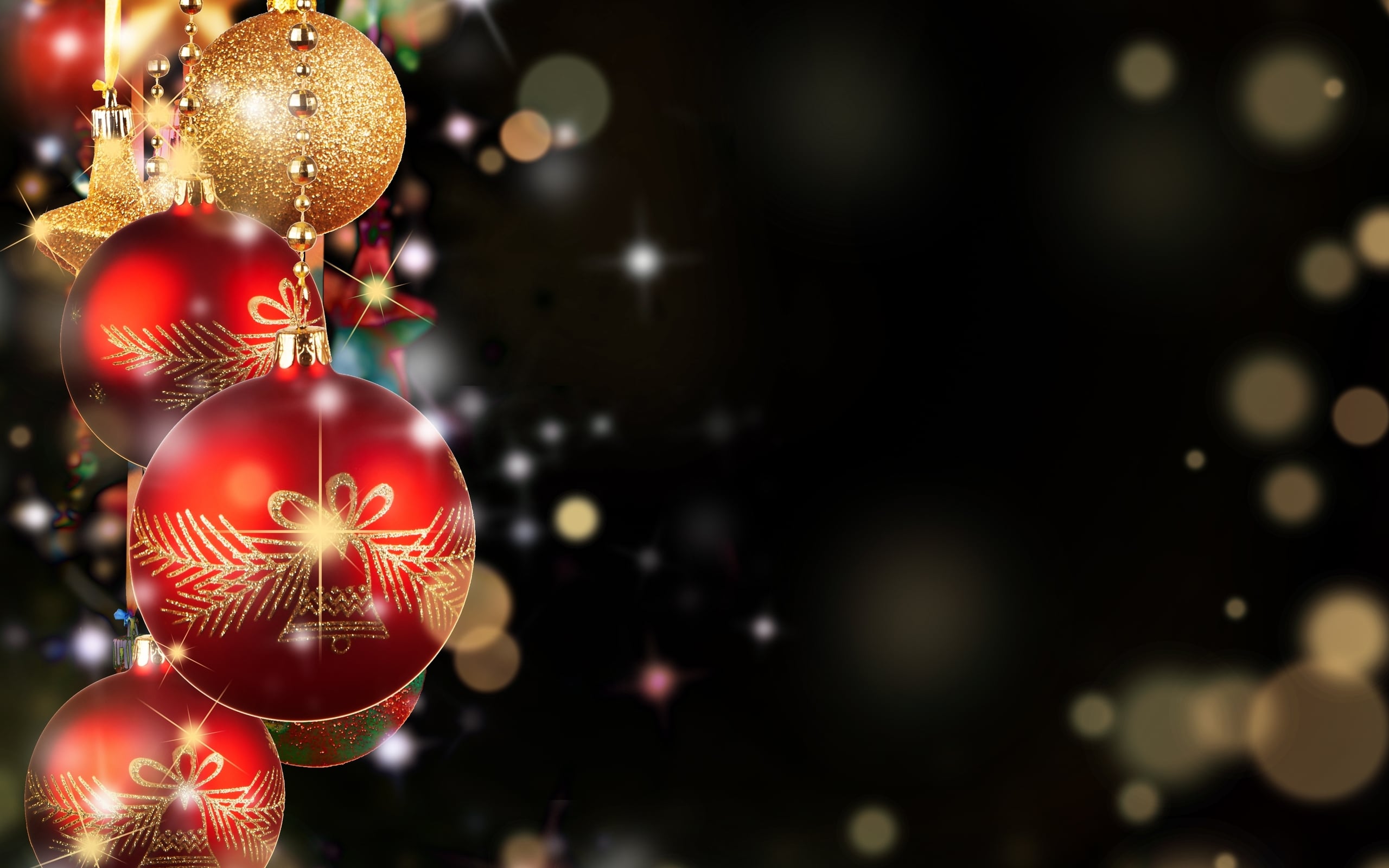 Palline natalizie rosse e oro, 2560x1600 WQXGA, PC