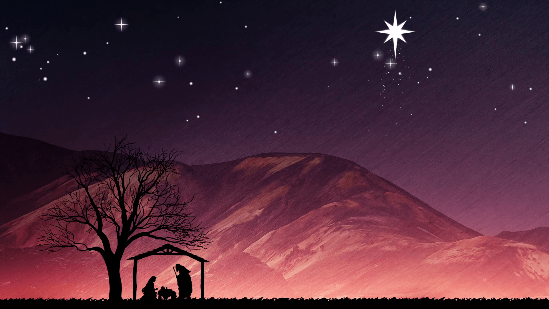 Natività silhouette sotto stella cometa, 1920x1080 1080p, PC