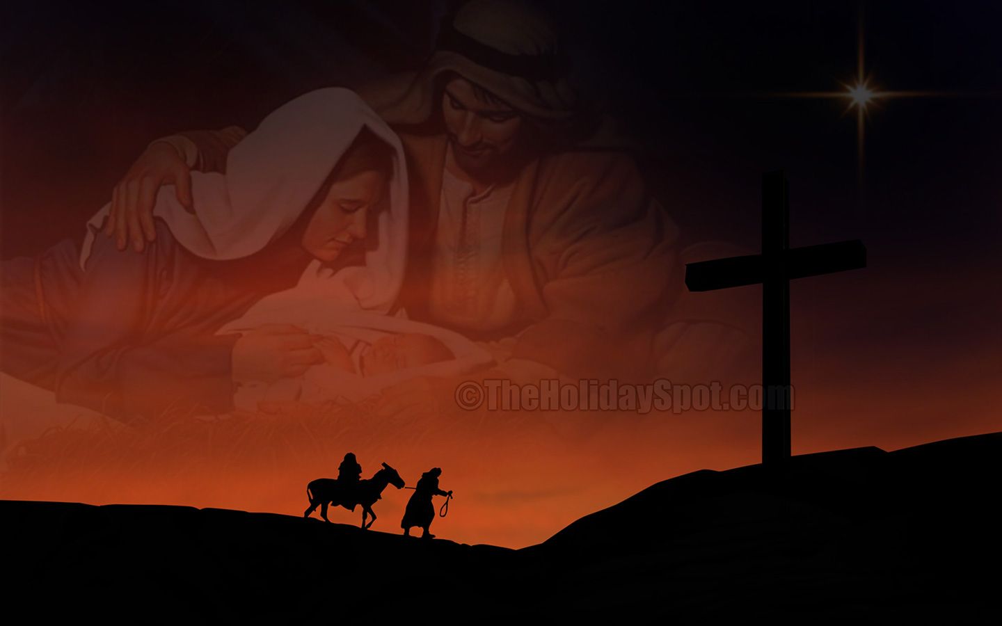 Presepe silhouette stella cometa, 3840x2160 Ultra HD, Monitor 4K