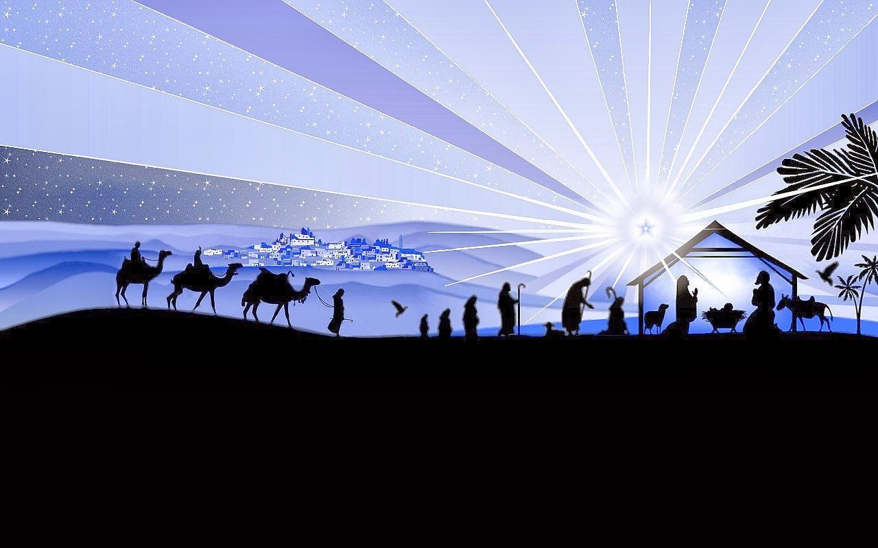 Natività silhouette con cammelli e magi, 1280x800 HD, Desktop