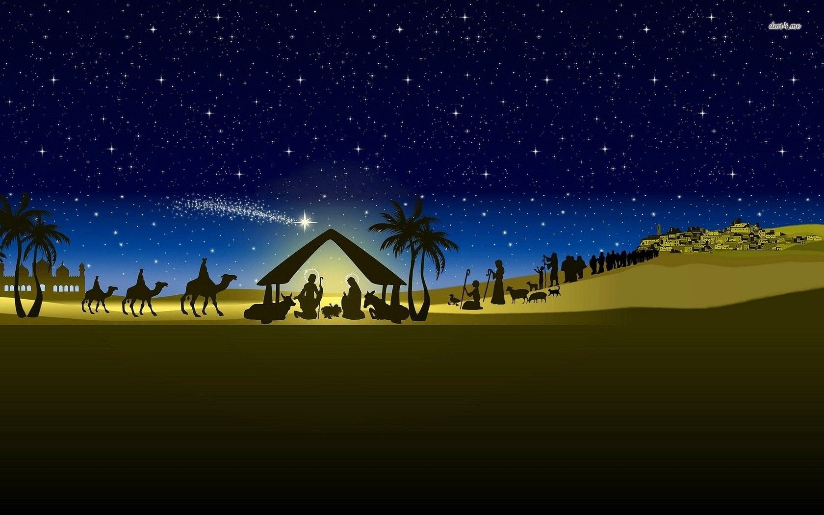 Presepe natività silhouette notturna, 1680x1050 900p, Desktop