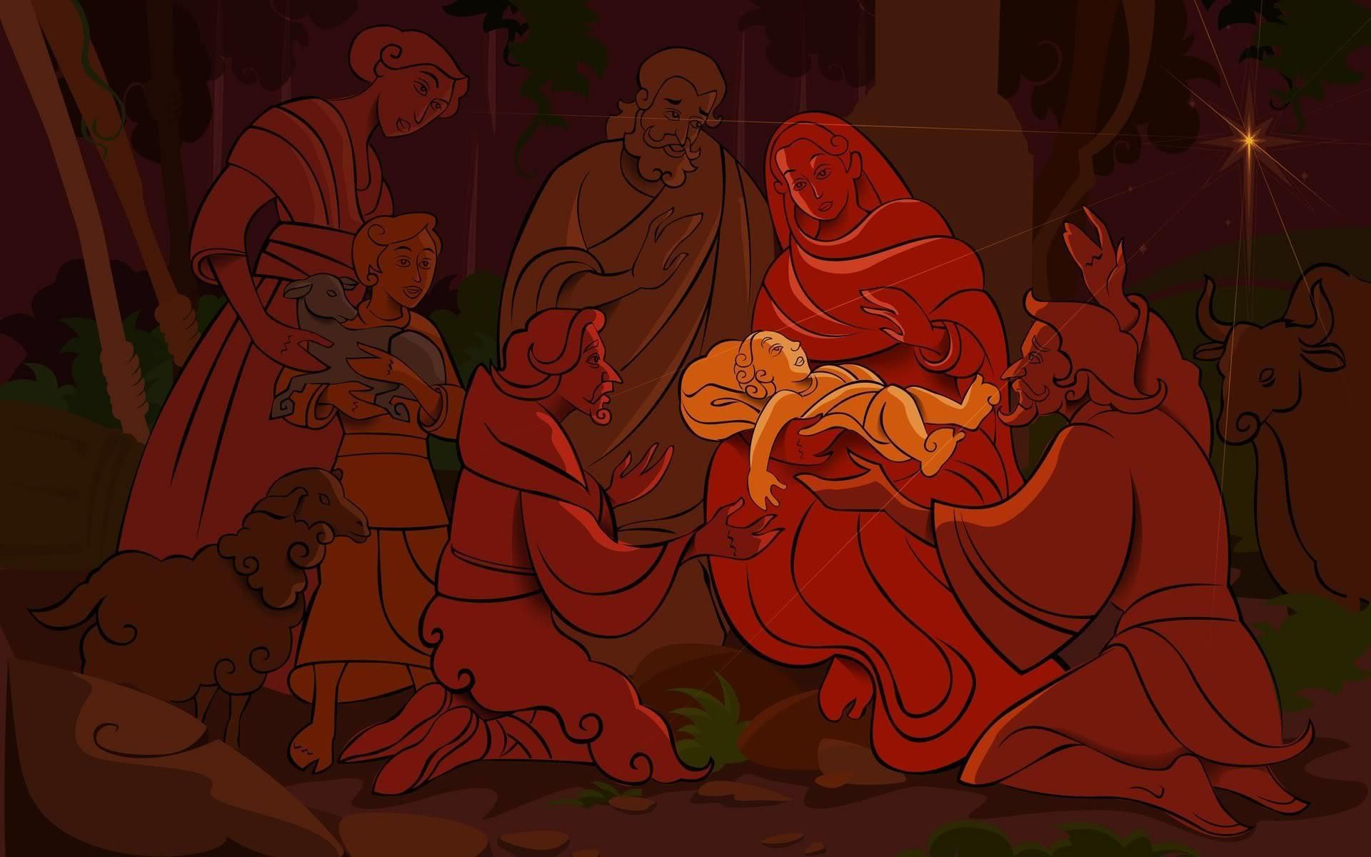 Natività Sacra Famiglia con angeli, 1920x1080 Full HD, PC