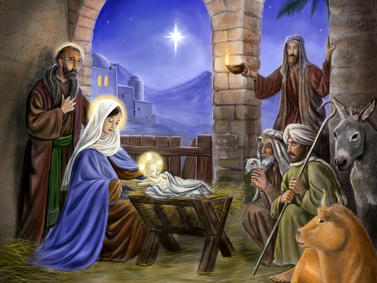 Presepe silhouette con cammelli, 1280x800 HD, Desktop