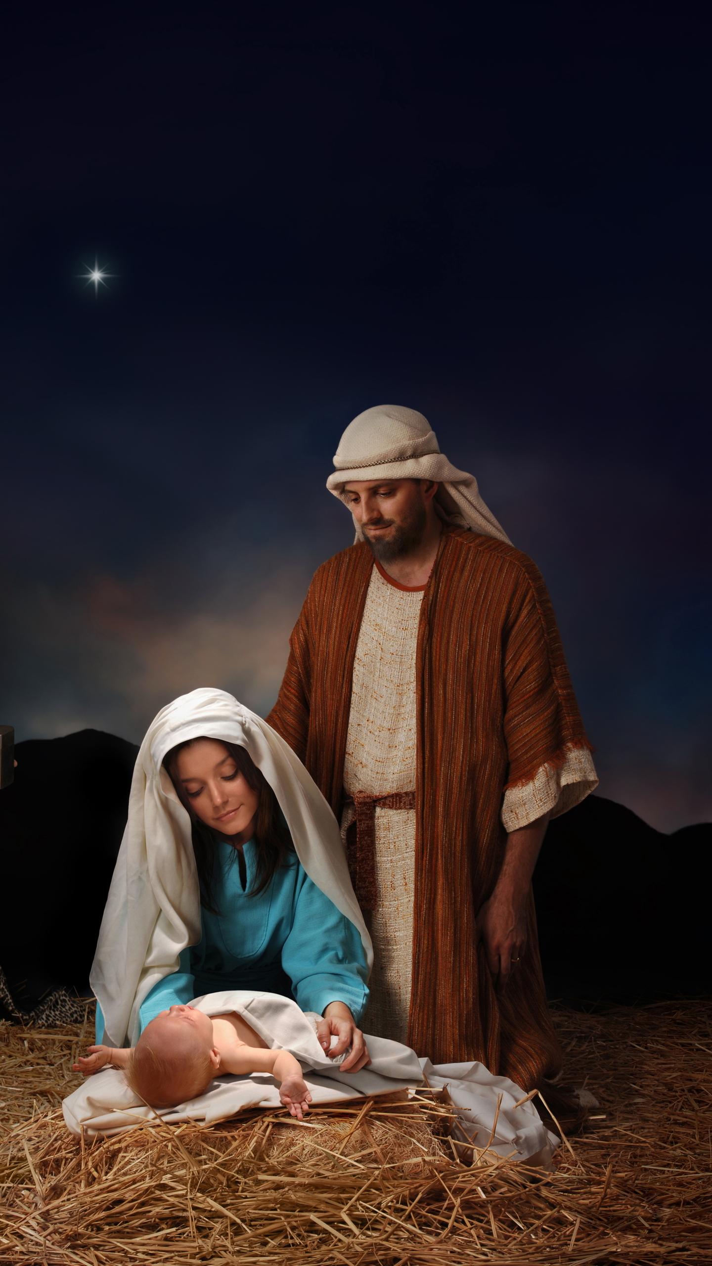 Scena presepe natalizio con stella, 1024x768 HD, Laptop