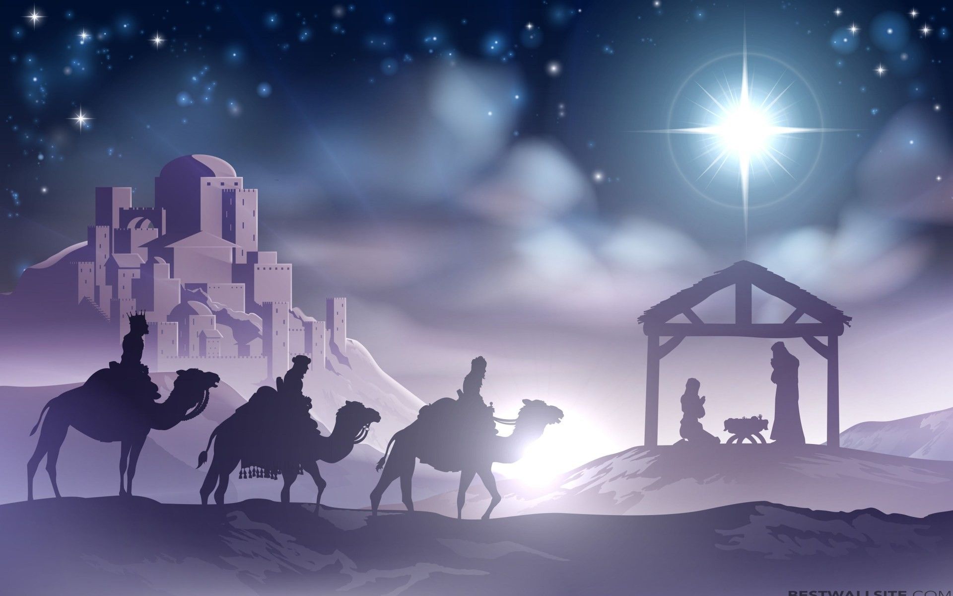 Presepe silhouette con cammelli, 1920x1200 Full HD+ WUXGA, iMac