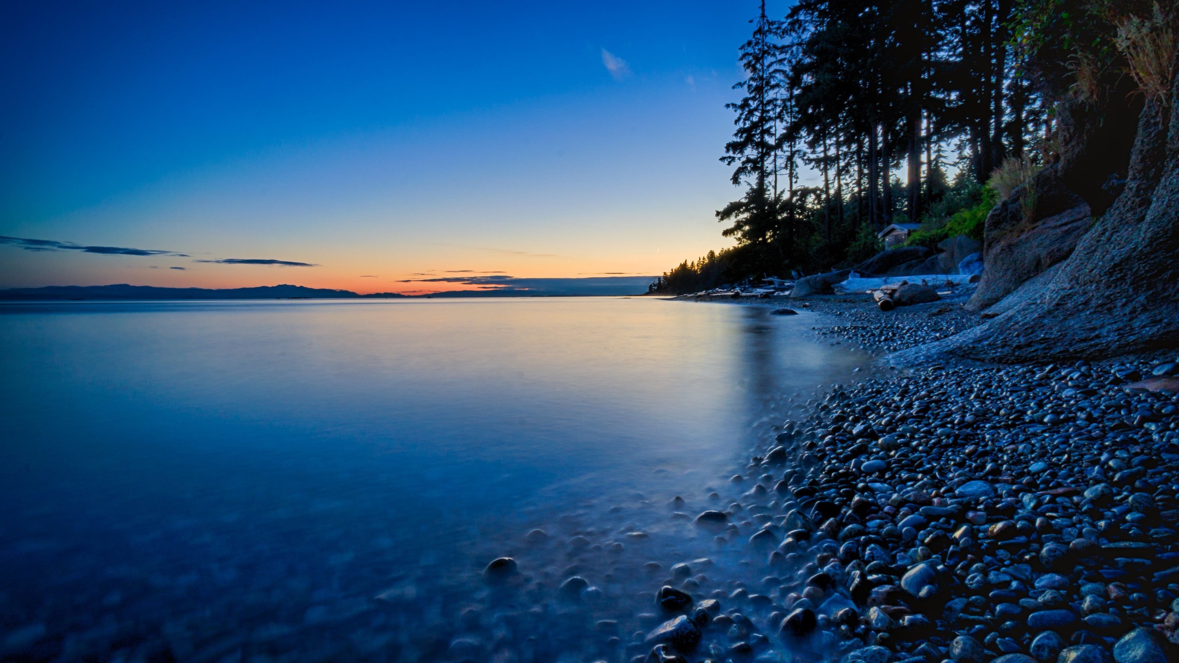 Spiaggia sassosa al tramonto, 3840x2160 Ultra HD, 4K TV