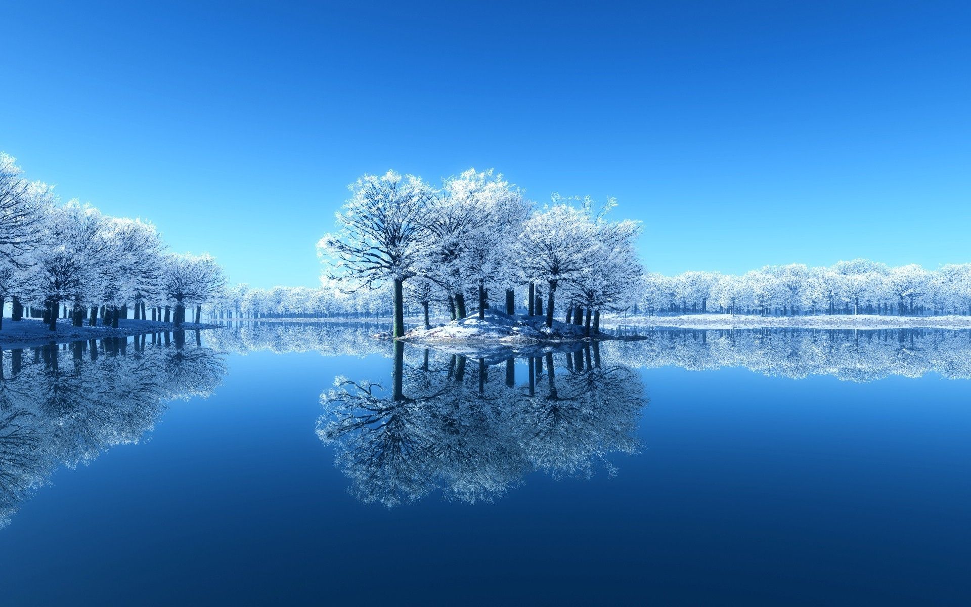 Alberi innevati riflessi nel lago, 1920x1200 Full HD+ WUXGA, Desktop