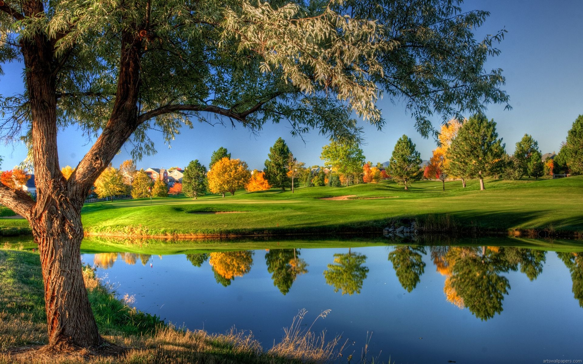 Campo da golf con laghetto, 1920x1200 Full HD+ WUXGA, Desktop